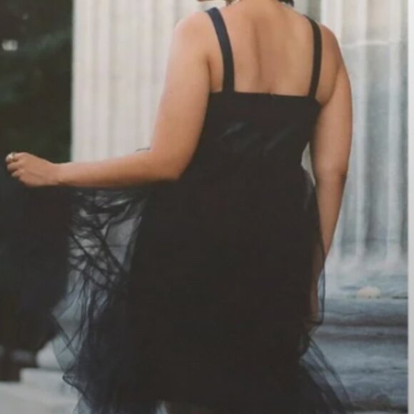 Anthropologie Black Leather and Tulle Dress Size For (4) - Picture 3 of 12